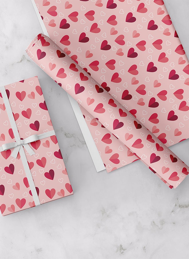 Share the Love Soft Pink Hearts wrapping Paper, 4 sheets - Image 1